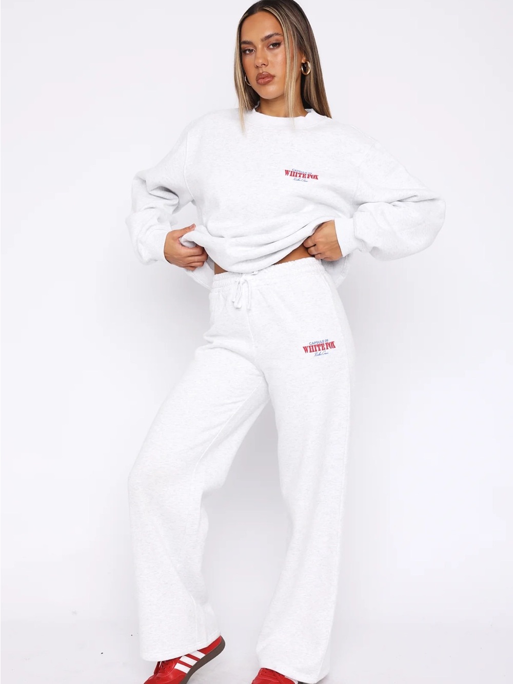 WHITEFOX Women's White Wide-Leg Sweatpants